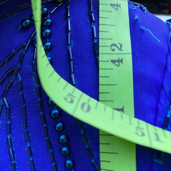Royal blue vintage beaded fringe dress size large - Picture 15 of 15